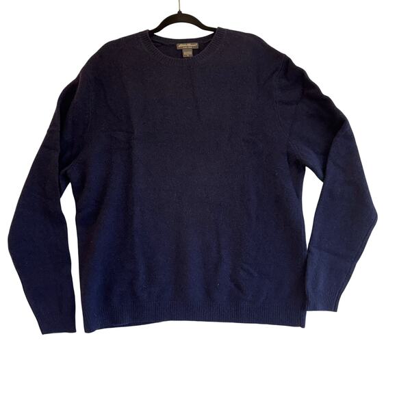Vintage Eddie Bauer Lambswool Sweater XL Men’s Navy Blue Crewneck 90s Outdoor - Picture 1 of 5